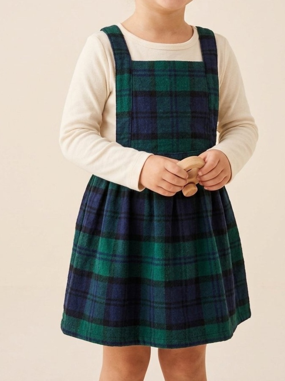 Old Navy Green & Navy Plaid Pinafore Overalls